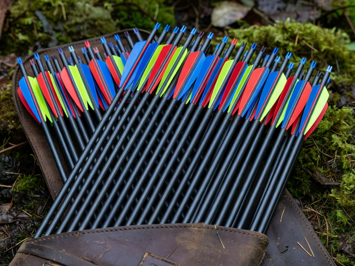 Quiver full of carbon arrows with colorful fletchings